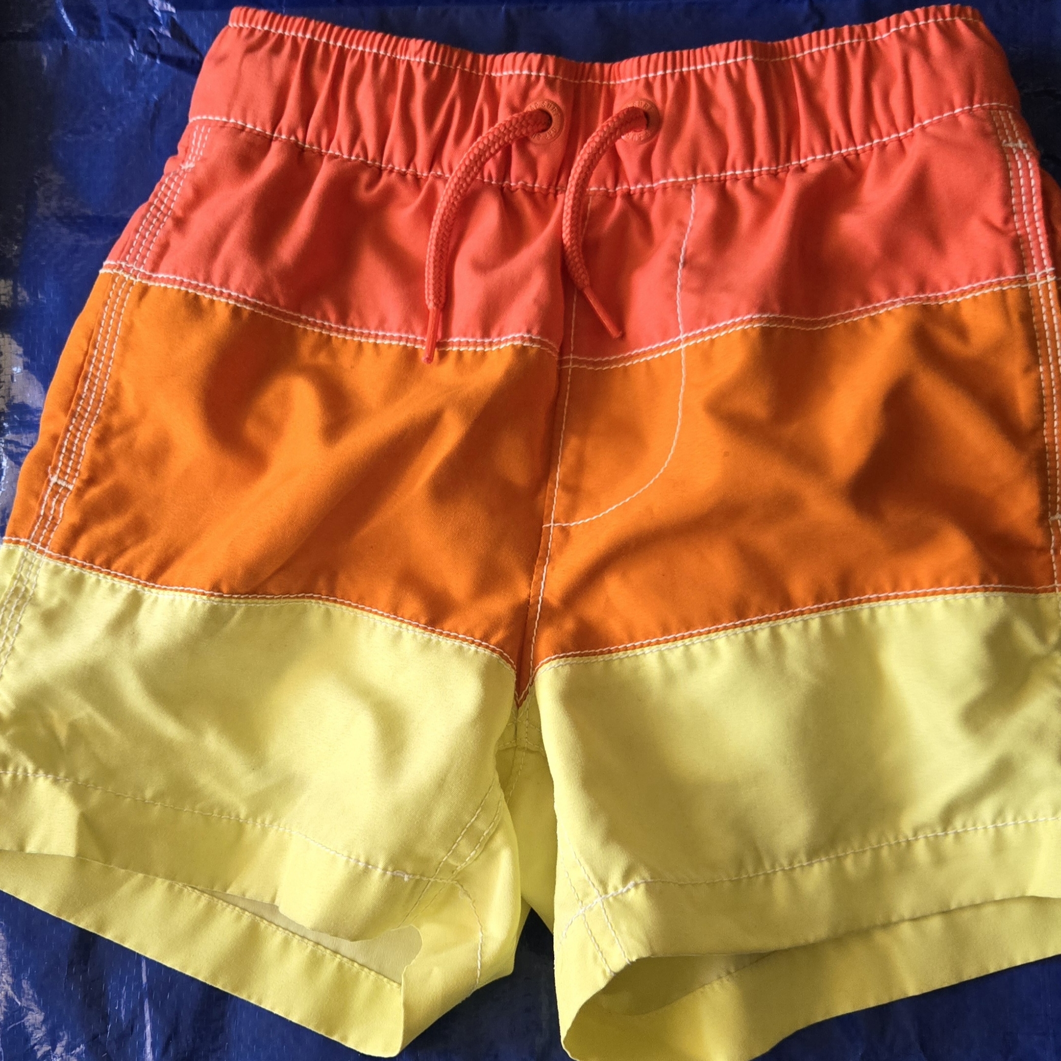 Gap Boys Colorblock Swim Trunks In Red, Orange, Yellow